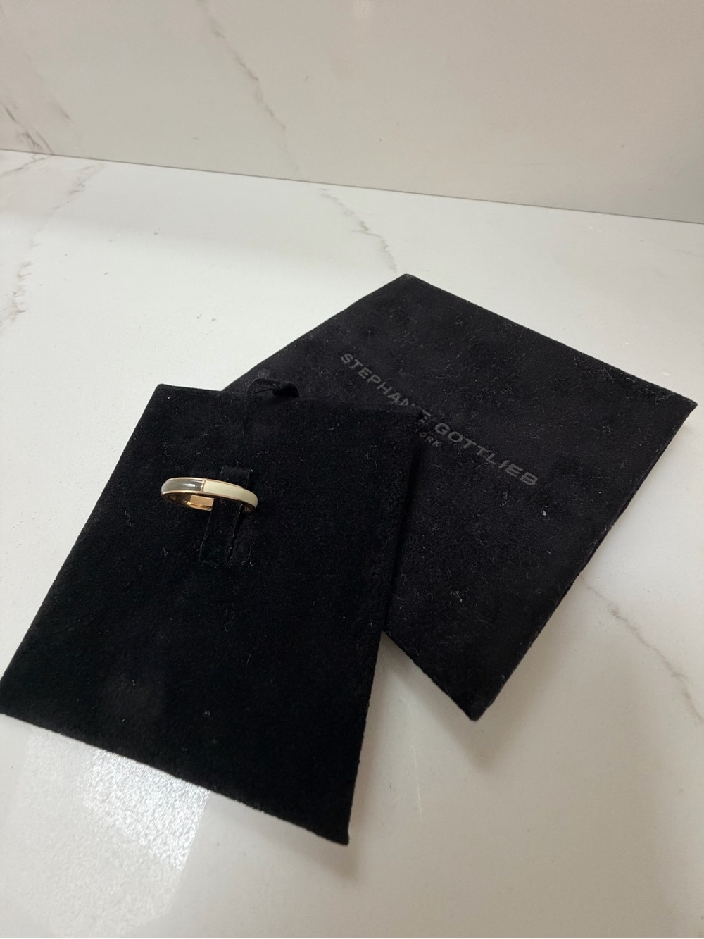 Stephanie Gottlieb 14k Gold and Enamel Ring, size 5 - Picture 2 of 4